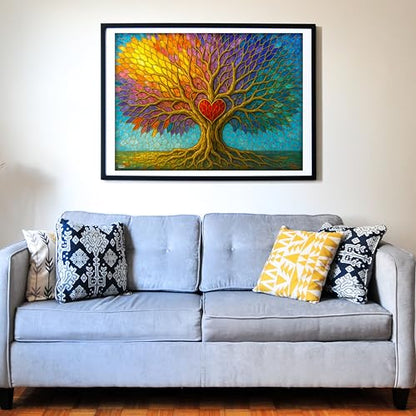 Colorful Vibrant Stained Glass Style Artwork Tree of Life 500 Pieces Very Large Pieces Jigsaw Puzzle