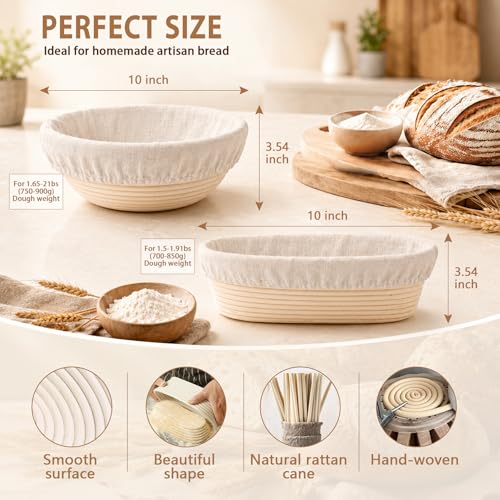 Sourdough Starter Kit 27Pcs with Round and Oval Banneton Basket (27 Count)