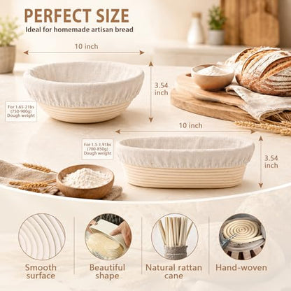 Sourdough Starter Kit 27Pcs with Round and Oval Banneton Basket (27 Count)