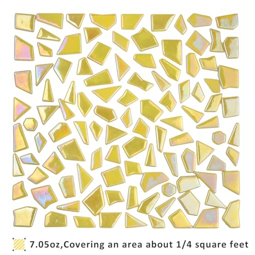 Iridescent Glass Mosaic Tiles for Crafts Bulk (7.05 Ounce)