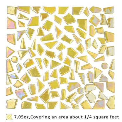 Iridescent Glass Mosaic Tiles for Crafts Bulk (7.05 Ounce)