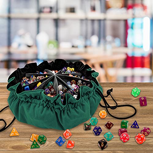 Large Dice Bag with Pockets Big Capacity Dice Bag Drawstring Pouch
