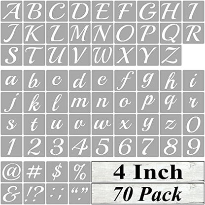 4 Inch Alphabet Letter Stencils for Painting (70 Count)