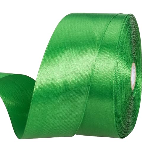 1 1 2 Inch Green Solid Satin Ribbon for Gift Wrapping (150 Foot)