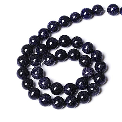 45PCS 8mm Blue Sandstone Gemstone Beads Beads Natural Stone Round Loose Beads for Jewelry Making DIY Bracelet Necklace 15" Inch (16 Count)