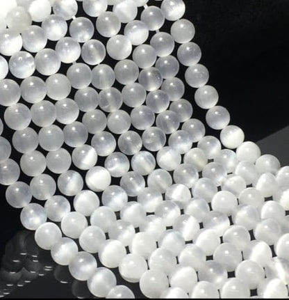 60pcs Adabele Natural White Selenite Crystal Gemstone Not Dyed 6mm Round Beads (62 Count)