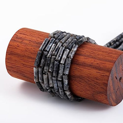 Natural Black Spectrolite Cylinder Tube Beads 4x13mm 38cm (28 Count)