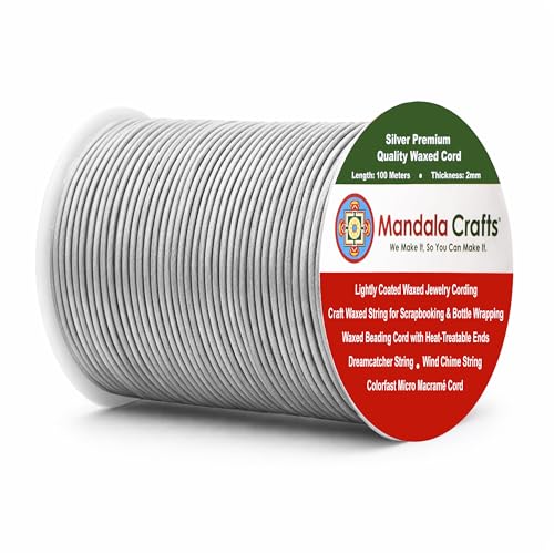 2mm Silver Waxed Cord