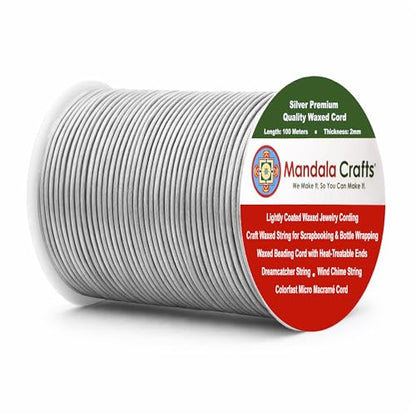 2mm Silver Waxed Cord