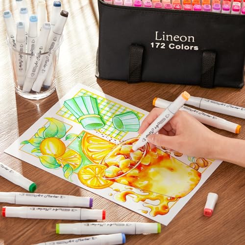 172 Colors Alcohol Based Dual Tip Art Markers (172 Count)