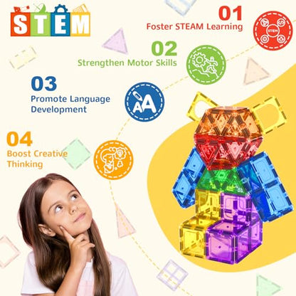 60 PCS Magnetic Building Tiles Kids Toys STEM Magnetic Blocks Sensory Toys