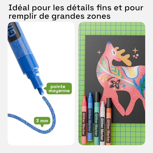 12 Glitter Paint Pens for Glass Marking (12 Count)