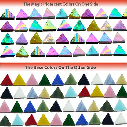 Triangle Iridescent Glass Mosaic Tiles for Crafts Bulk (15 Ounce)