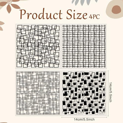 4 Pcs Graffiti Grid Polymer Clay Texture Sheets Abstract Squares Silicone Texture Stamp Seamless Pattern Modeling Pattern Pad Sheets for Jewelry and Earrings Tools