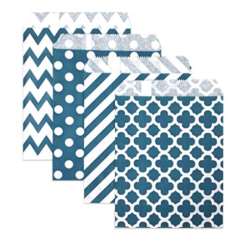 100 Pcs Navy Blue Candy Buffet Bags Small Cookie Bags Polka Dot Paper Treat Bag for Wedding Birthday Party (100 Count)