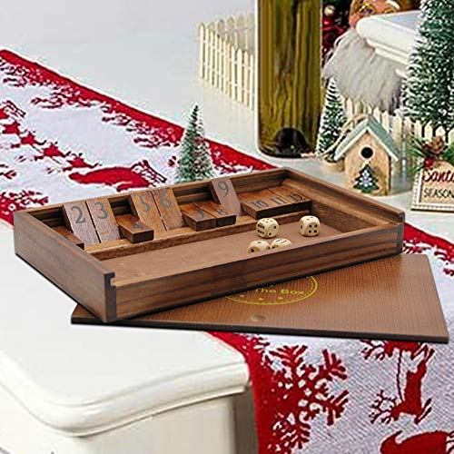 Shut The Box Wooden Board Dice Game with 12 Numbers and Lid for Kids Adults Families (12 Count)