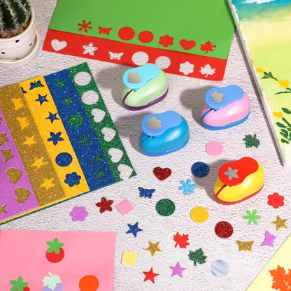 10 Pcs Craft Hole Punch Shapes 1 Inch Paper Punch Hole Mix Shapes Cutters for Paper Crafting Scrapbooking Office Supplies (10 Count)