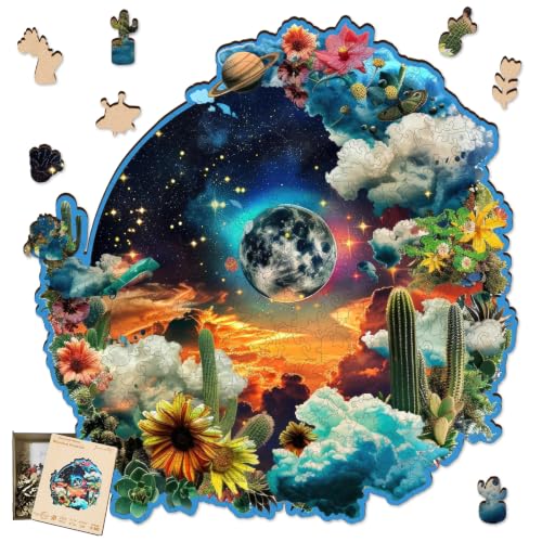 Wooden Puzzles for Adult 600 Pieces Plant Planet Jigsaw Puzzle 16.4x17.2 in (600 Count)