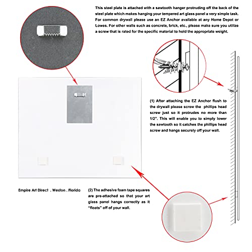 Frameless Free Floating Tempered Glass Panel Graphic Wall Art Ready to Hang