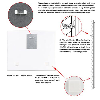 Frameless Free Floating Tempered Glass Panel Graphic Wall Art Ready to Hang