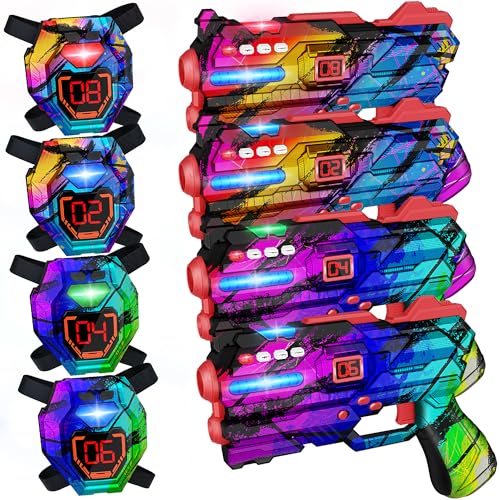Laser Tag Guns Set of 4 Laser Tag Guns with Digital LED Score Display Vests (4 Count)