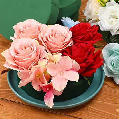 12 Pieces Round Floral Foam Wet Green Flower Foam DIY Flower Arrangement Kit for Aisle Wedding Party Decoration (12 Count)