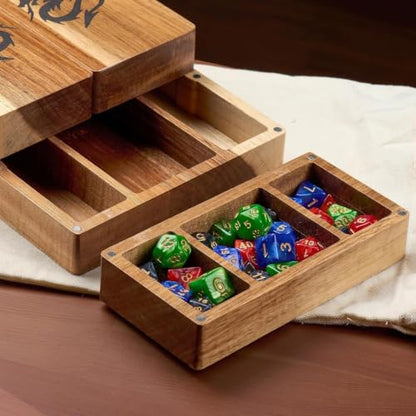 Wooden Magnetic Dice Tower with Tray