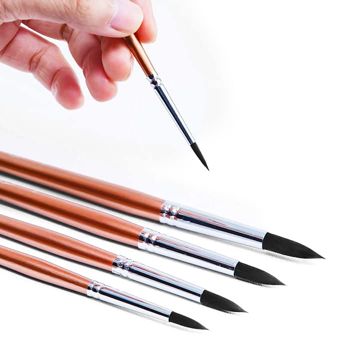 8pcs Round Watercolor Paint Brush Set Goat Hair for Watercolors