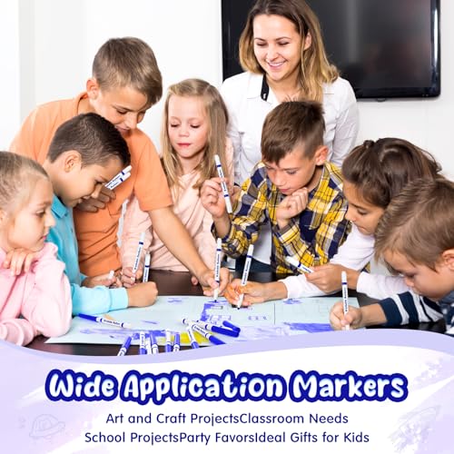 18 Pcs Line Washable Markers Blue Fine Tip Markers for Kid (18 Count)