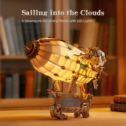 LED 3D Wood Puzzle Fantasy Airship Model (473 Count)