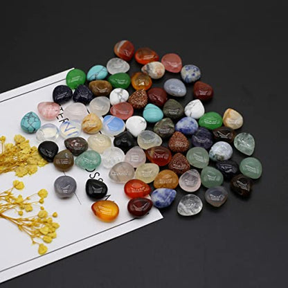 50 Pcs Natural Stone Beads Waterdrop Shape Healing Chakra Polished Assorted Crystal Quartz Agate Stone Charms for Jewelry Making Necklace Bracelet