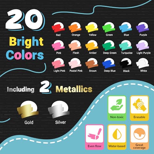 Window Chalk Markers for Glass Washable (20 Count)
