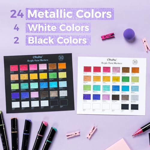 Acrylic Paint Markers 60 Colors (30 Count)