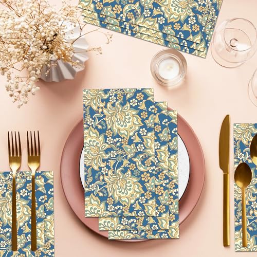 100Pcs William Morris Paper Napkins Disposable Paper Floral Vintage Napkins Decoupage Decorations for Kitchen (100 Count)