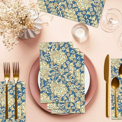 100Pcs William Morris Paper Napkins Disposable Paper Floral Vintage Napkins Decoupage Decorations for Kitchen (100 Count)