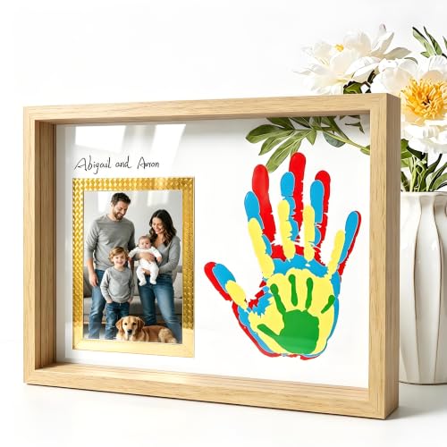 Horizontal Wood Family Handprint Kit 3D Frame Rustic Grandparents Gift