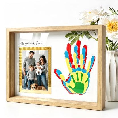 Horizontal Wood Family Handprint Kit 3D Frame Rustic Grandparents Gift