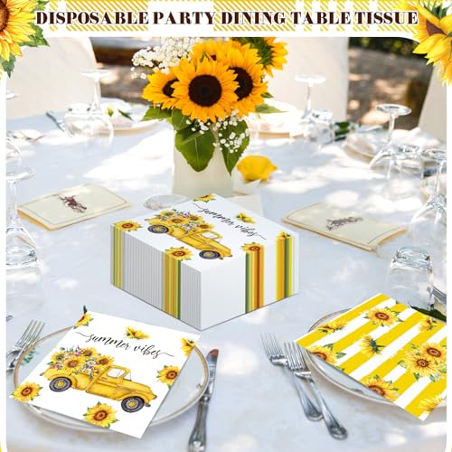 200 Pieces Summer Sunflower Cocktail Napkins 2