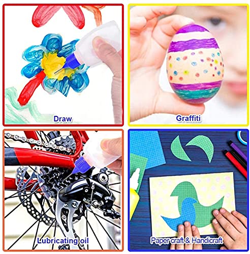 12 Pcs 4 Ounce Needle Bottle Plastic Dropper Bottles Multicolor lid (12 Count)