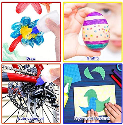6 Pcs 4 Ounce Needle Bottle Plastic Dropper Bottles Multicolor lid