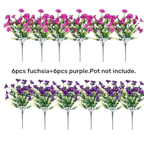 Artificial Flowers Fake Plants for Outdoors Decoration (12 Count)