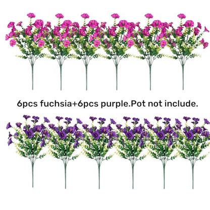 Artificial Flowers Fake Plants for Outdoors Decoration (12 Count)