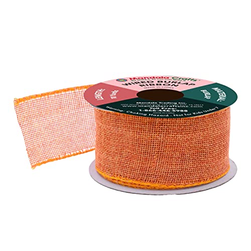 2 Inch Wide Orange Wired Burlap Ribbon for Crafts (30 Foot)