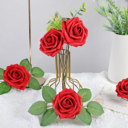 Red Rose 50pcs Real Looking Artificial Flowers w