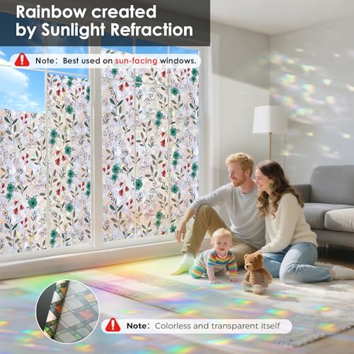 Rainbow 3D Window Stained Glass Privacy Film Decorative