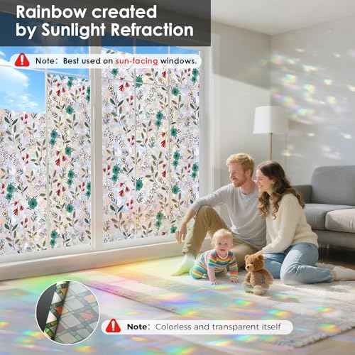 Rainbow 3D Window Stained Glass Privacy Film Decorative