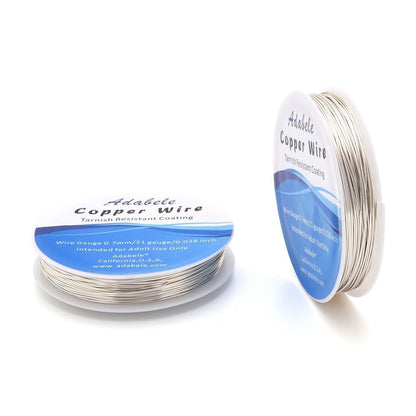 Adabele 164 Feet Premium Tarnish Resistant Round Jewelry Wire Copper Beading Wire Spool Bulk (0.7mm/21 Gauge) Sterling Silver Plated for DIY Craft Jewelry Making BF285-7 - Crafty Corner