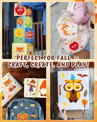 48 Sheets Fall Make a Face Stickers (48 Count)