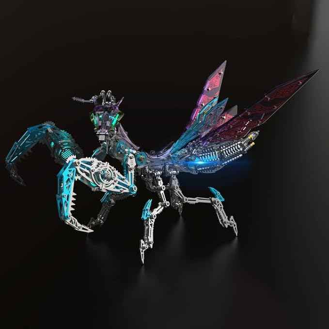 Metalkitor 3D Metal Puzzles for Adults, Giant Mantis Model Kit - Steampunk DIY Ornament - Assembly Jigsaw Crafts Brain Teaser - Perfect Room Decor and Gift Choice(1200+PCS, Purple)