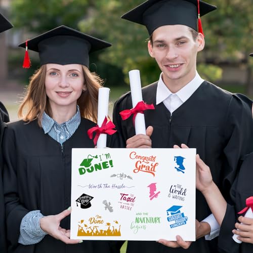 4 Sheet 2026 Graduation Words Clear Stamps Congrats Grad Cap Silicone Transparent Stamps Border Stamp Cards for DIY Craft Card Making Scrapbooking Embossing Album Decor (4 Count)